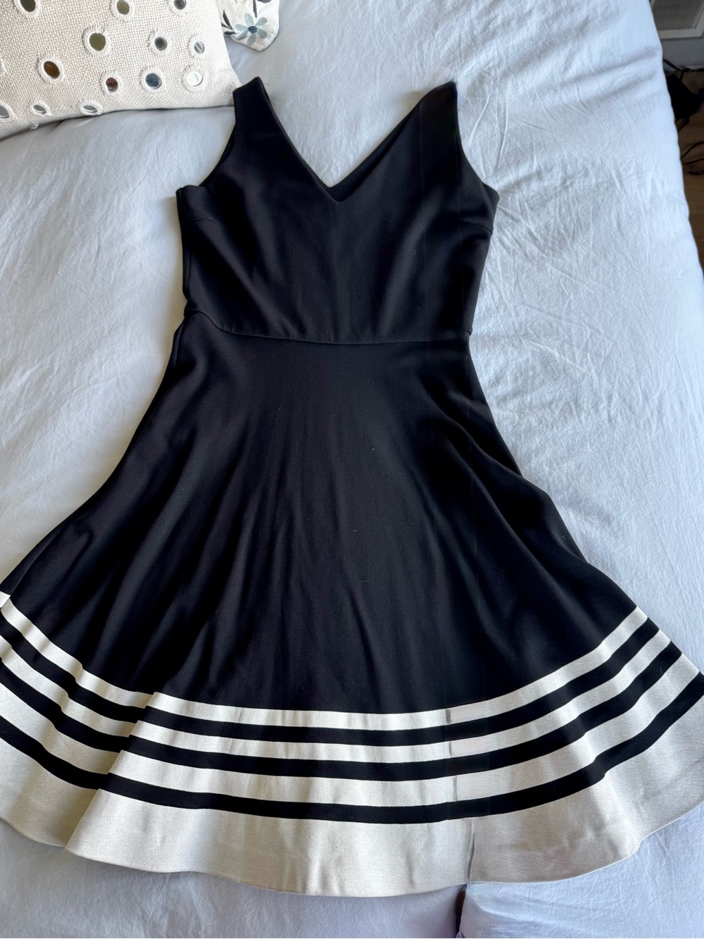 Isabel de Pedro Black Midi Dress with White Leatherette Hem